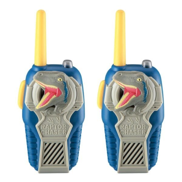 eKids Jurrasic World FRS Deluxe Walkie Talkies για παιδιά & ενήλικες με ενσωματωμένο μεγάφωνο και εμβέλεια 150 μέτρων (JW-212) (Μπλε/Γκρι)