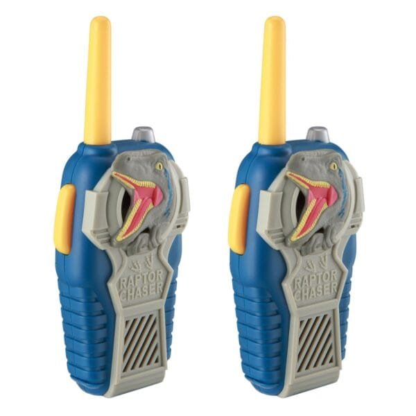 eKids Jurrasic World FRS Deluxe Walkie Talkies για παιδιά & ενήλικες με ενσωματωμένο μεγάφωνο και εμβέλεια 150 μέτρων (JW-212) (Μπλε/Γκρι)