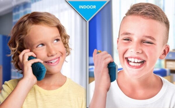 eKids Jurrasic World FRS Deluxe Walkie Talkies για παιδιά & ενήλικες με ενσωματωμένο μεγάφωνο και εμβέλεια 150 μέτρων (JW-212) (Μπλε/Γκρι)