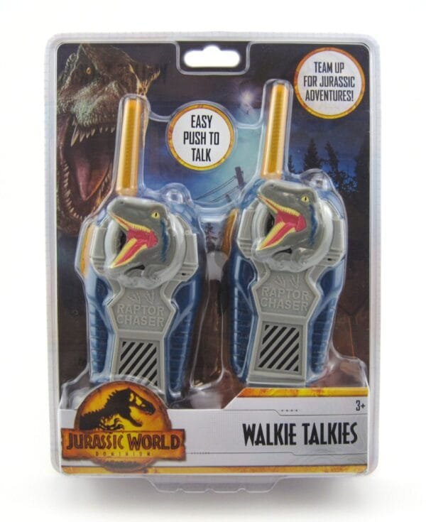 eKids Jurrasic World FRS Deluxe Walkie Talkies για παιδιά & ενήλικες με ενσωματωμένο μεγάφωνο και εμβέλεια 150 μέτρων (JW-212) (Μπλε/Γκρι)