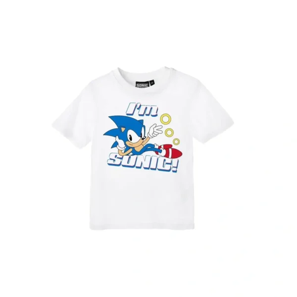 paidiko_mplouzaki_kontomaniko_sonic_aspro_BeHero Παιδική Μπλούζα Sonic the Hedgehog