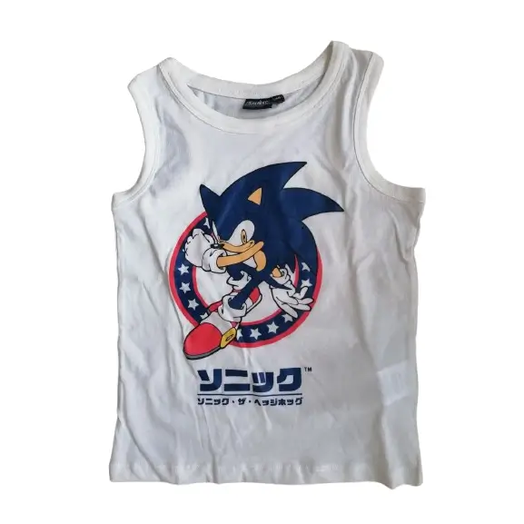 paidiko_mplouzaki_amaniko_leuko_sonic_BeHero Παιδική Αμάνικη Μπλούζα Sonic